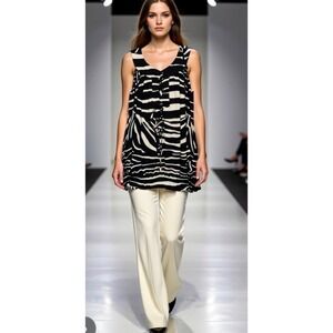 Norma Kamali Black And Ivory‎ Top Size L